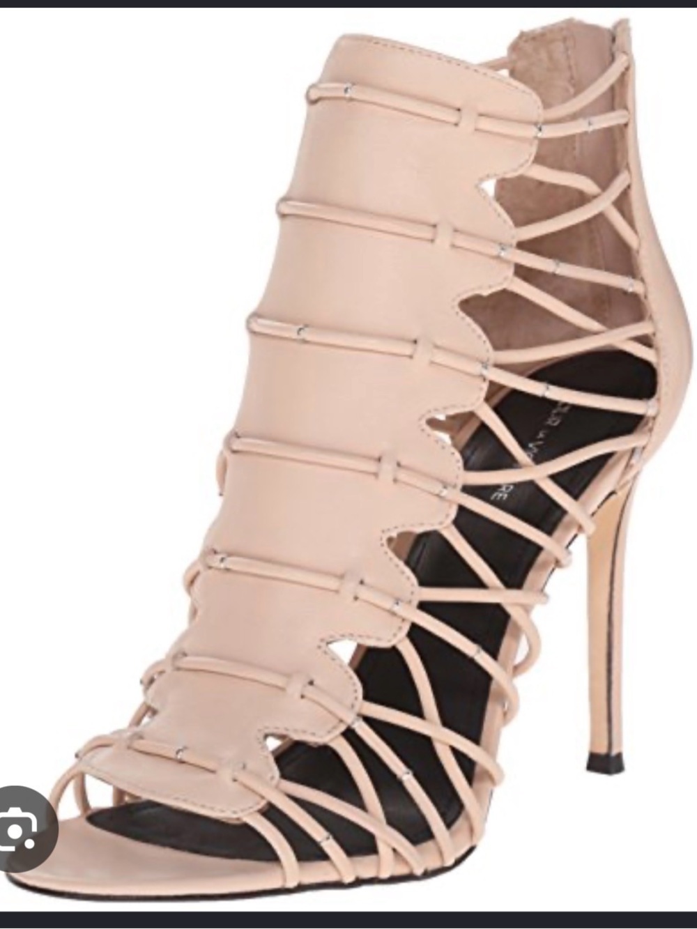 Pour La Victoire Beige/Bone  Nude Strappy Cage Stiletto Sandal